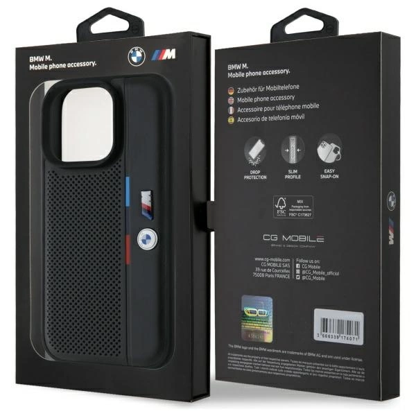 BMW M Perforated Tricolor Detail Line iPhone 16 Pro Max Case - Blackeng