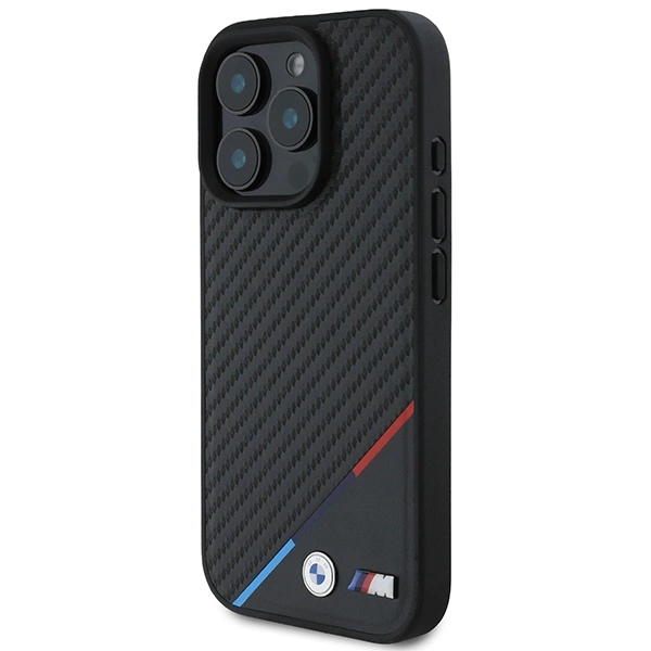 BMW M Carbon Tricolor Line MagSafe Case for iPhone 16 Pro - Blackeng