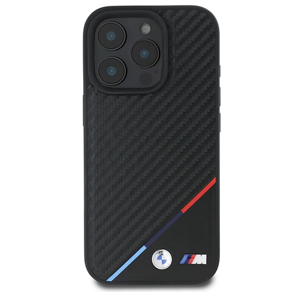 BMW M Carbon Tricolor Line MagSafe Case for iPhone 16 Pro - Blackeng