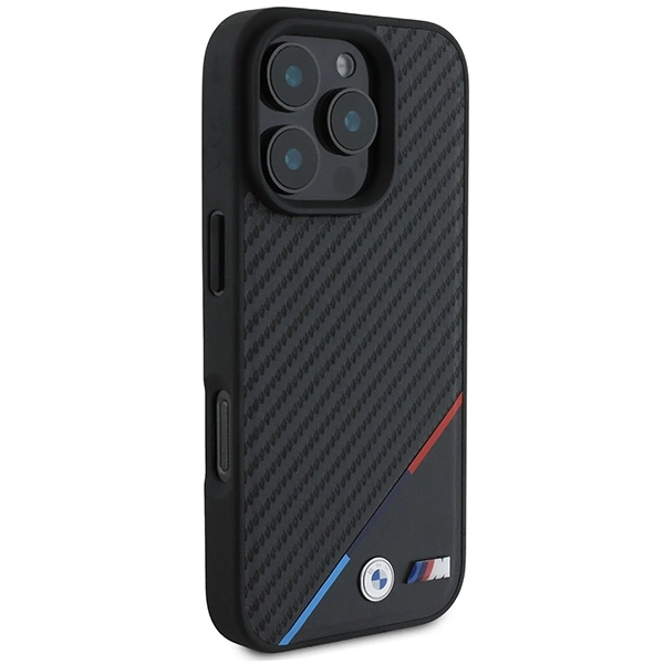 BMW M Carbon Tricolor Line MagSafe Case for iPhone 16 Pro - Blackeng