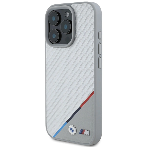 BMW M Carbon Tricolor Line MagSafe Case for iPhone 16 Pro - Grayeng
