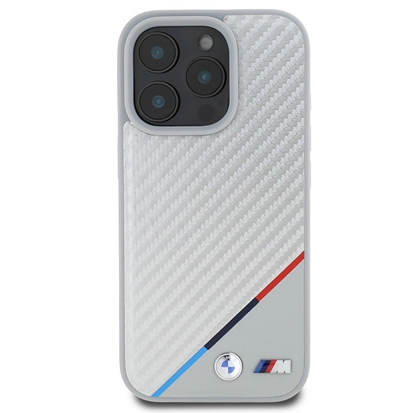 BMW M Carbon Tricolor Line MagSafe Case for iPhone 16 Pro - Grayeng