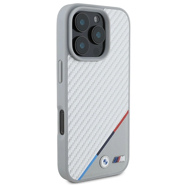 BMW M Carbon Tricolor Line MagSafe Case for iPhone 16 Pro - Grayeng