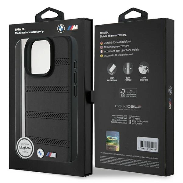 BMW M Perforated And Stitched Line MagSafe case for iPhone 16 Pro - blackeng