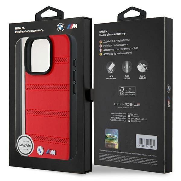 BMW M Perforated And Stitched Line MagSafe case for iPhone 16 Pro - redeng