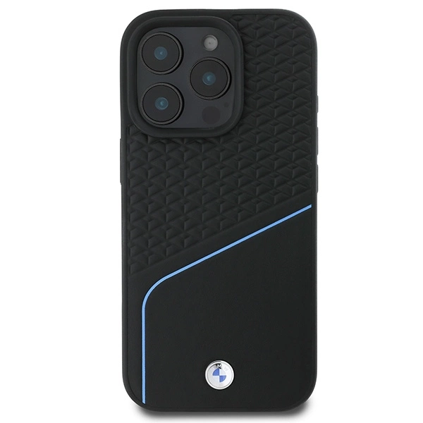 BMW Signature Leather Textured & Line MagSafe iPhone 16 Pro Case - Blackeng
