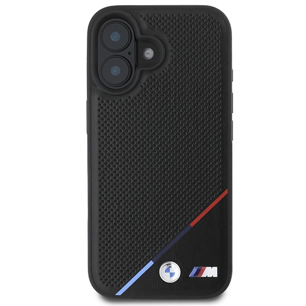 BMW M Perforated Tricolor Line MagSafe Case for iPhone 16 Plus - Blackeng