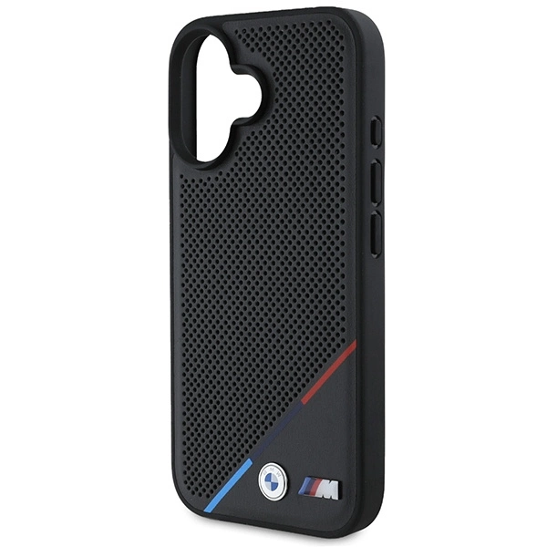 BMW M Perforated Tricolor Line MagSafe Case for iPhone 16 Plus - Blackeng