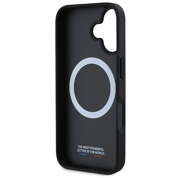BMW M Perforated Tricolor Line MagSafe Case for iPhone 16 Plus - Blackeng