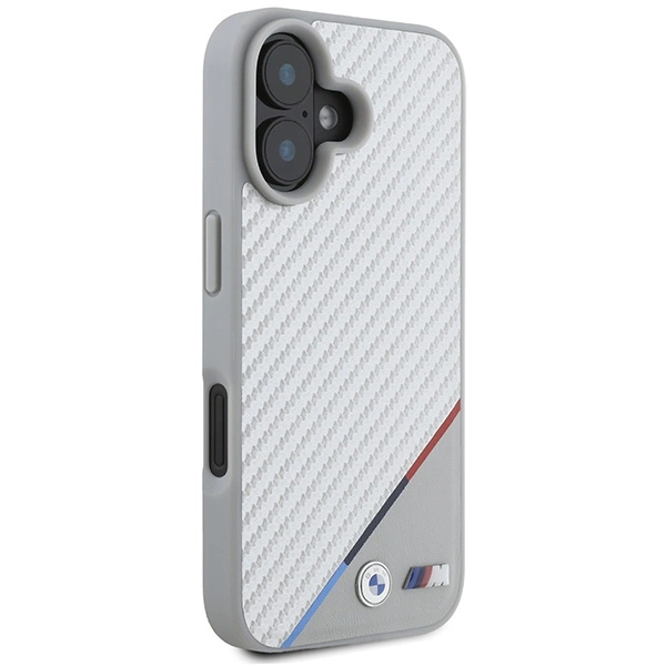 BMW M Carbon Tricolor Line MagSafe iPhone 16 Case - Grayeng