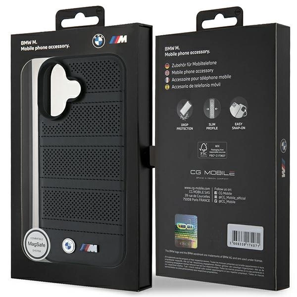 BMW M Perforated And Stitched Line MagSafe case for iPhone 16 - blackeng