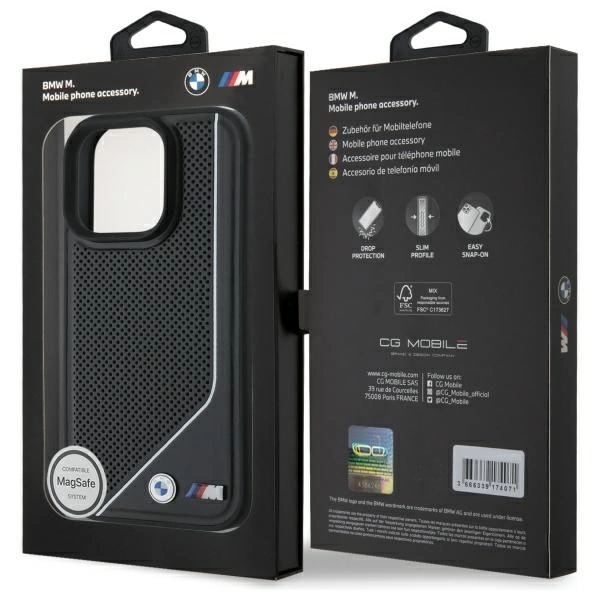 BMW M Perforated Twisted Line MagSafe case for iPhone 16 Pro Max - blackeng