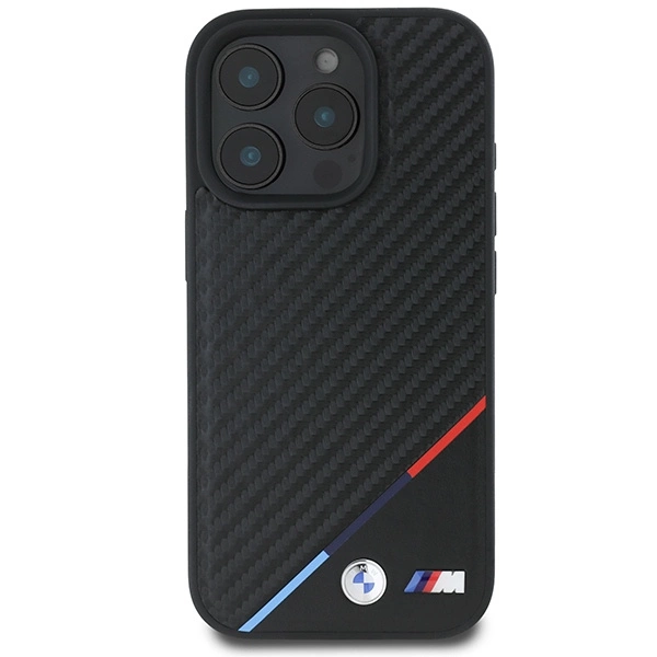 BMW M Carbon Tricolor Line MagSafe Case for iPhone 16 Pro Max - Blackeng