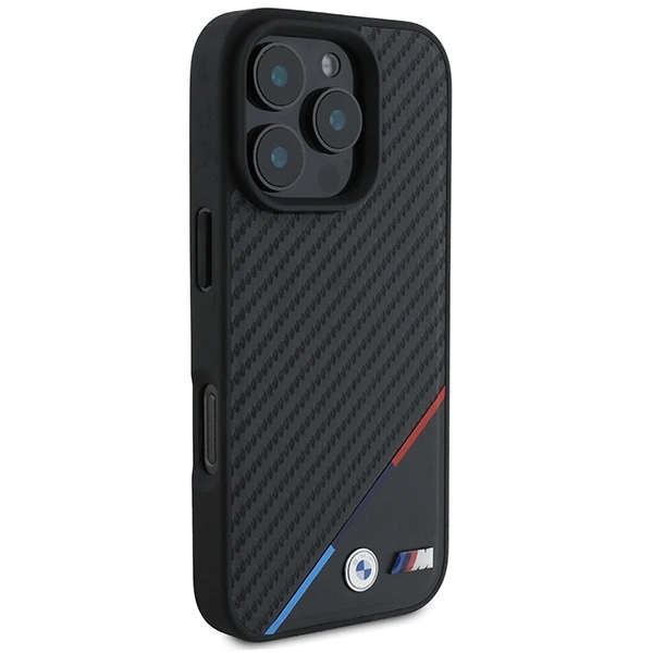 BMW M Carbon Tricolor Line MagSafe Case for iPhone 16 Pro Max - Blackeng