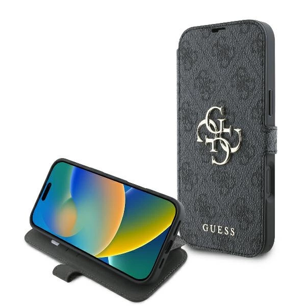 Guess 4G Metal Logo iPhone 16 Plus Case - Blackeng