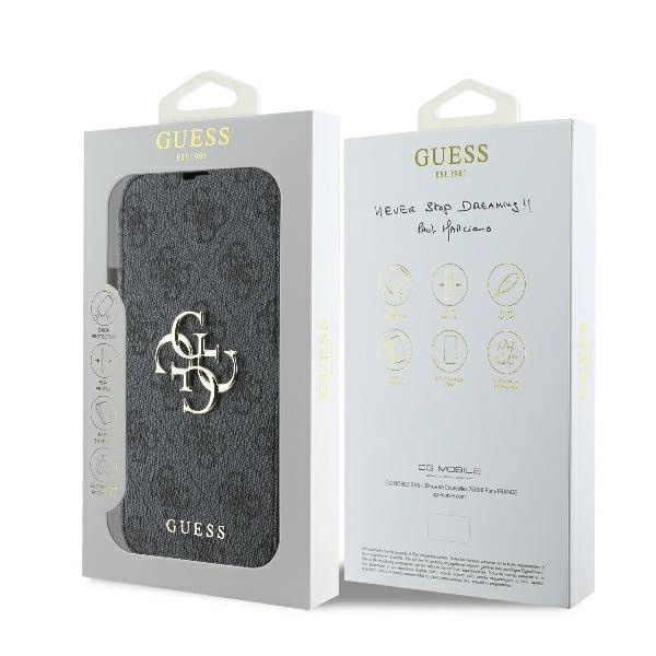 Guess 4G Metal Logo iPhone 16 Plus Case - Blackeng