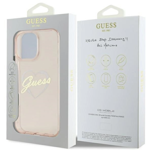 Guess IML Heart Case for iPhone 16 Pro - Pinkeng