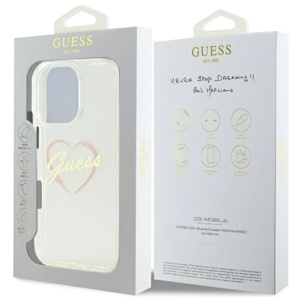 Guess IML Heart Case for iPhone 16 Pro - Transparenteng