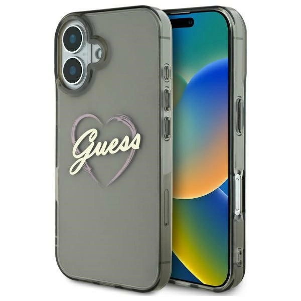 Guess IML Heart Case for iPhone 16 Plus - Blackeng