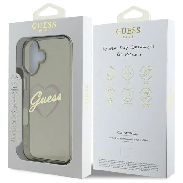 Guess IML Heart Case for iPhone 16 Plus - Blackeng