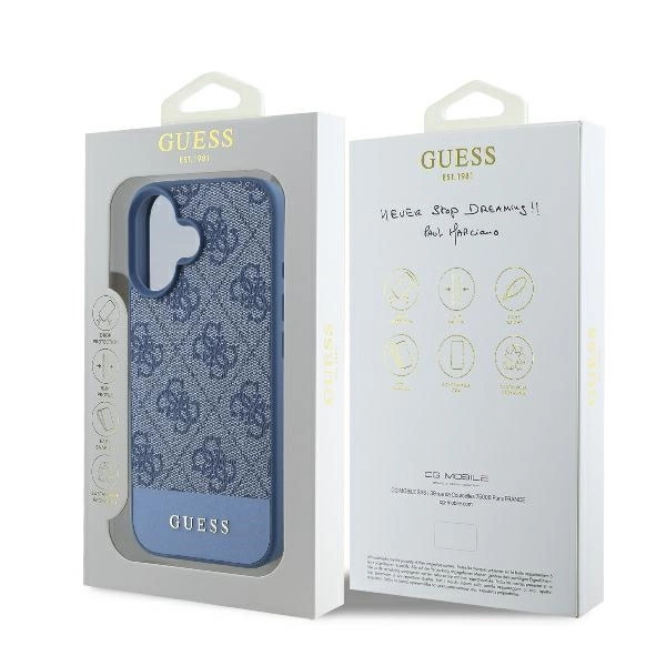 Guess 4G Bottom Stripe iPhone 16 Case - Blueeng