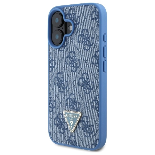 Guess Leather Metal Logo Strass Crossbody Case for iPhone 16 - Blueeng