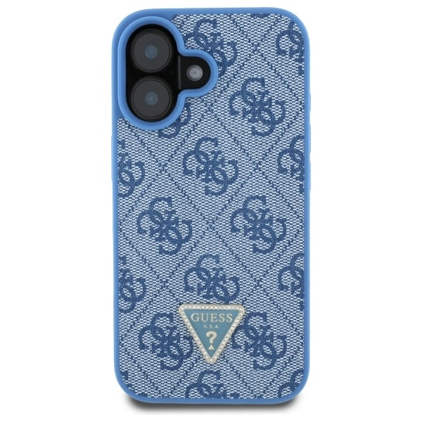 Guess Leather Metal Logo Strass Crossbody Case for iPhone 16 - Blueeng
