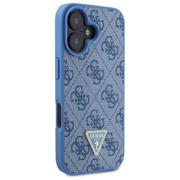 Guess Leather Metal Logo Strass Crossbody Case for iPhone 16 - Blueeng