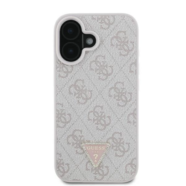 Guess Leather Metal Logo Strass Crossbody Case for iPhone 16 - Pinkeng