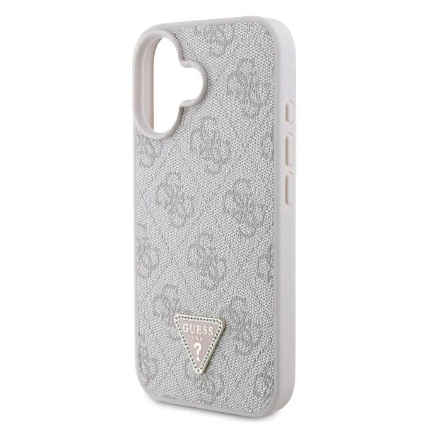 Guess Leather Metal Logo Strass Crossbody Case for iPhone 16 - Pinkeng