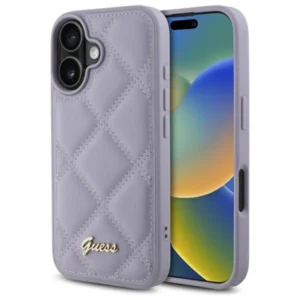 Guess Quilted Metal Logo case for iPhone 16 - light purpleeng