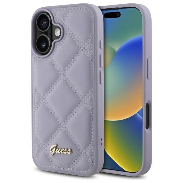 Guess Quilted Metal Logo case for iPhone 16 - light purpleeng