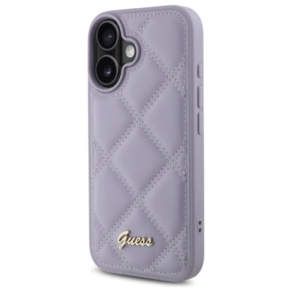 Guess Quilted Metal Logo case for iPhone 16 - light purpleeng
