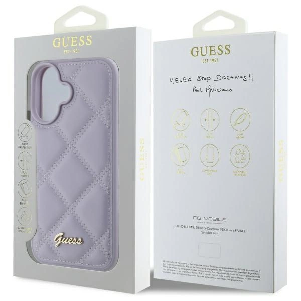 Guess Quilted Metal Logo case for iPhone 16 - light purpleeng