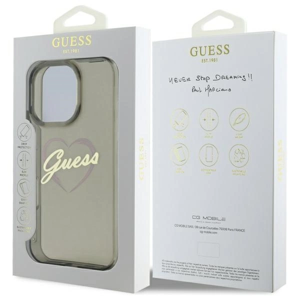 Guess IML Heart Case for iPhone 16 Pro Max - Blackeng