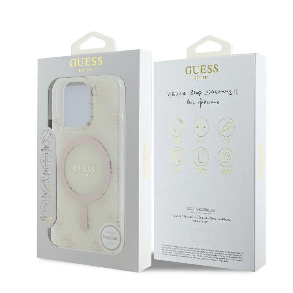Guess IML 4G Background MagSafe iPhone 16 Pro Case - Whiteeng