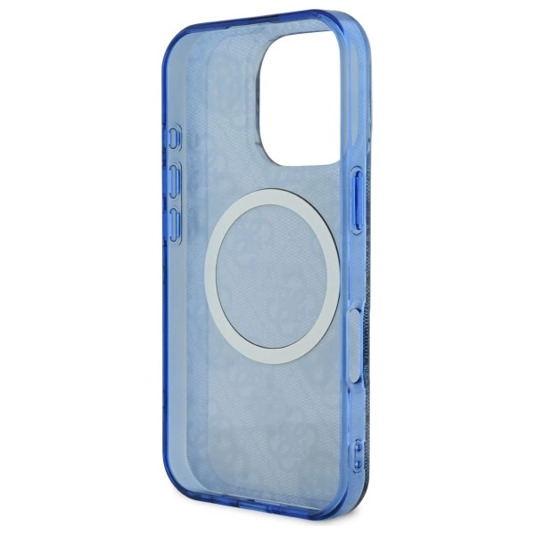 Guess IML Peony On 4G Background MagSafe Case for iPhone 16 Pro - Blueeng