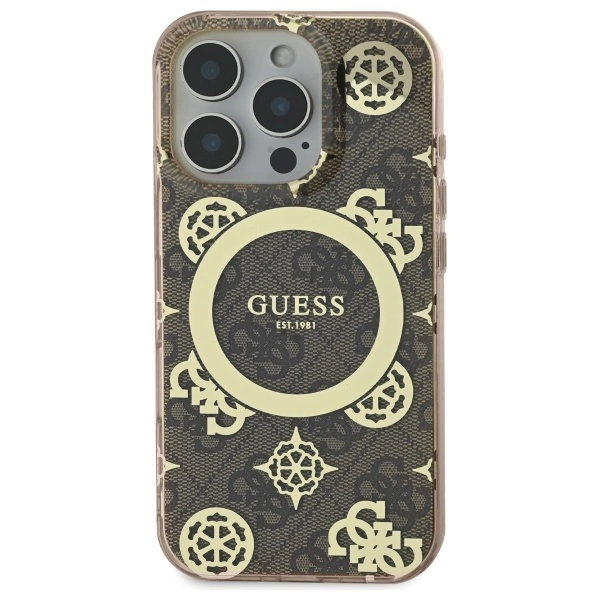 Guess IML Peony On 4G Background MagSafe Case for iPhone 16 Pro - Browneng