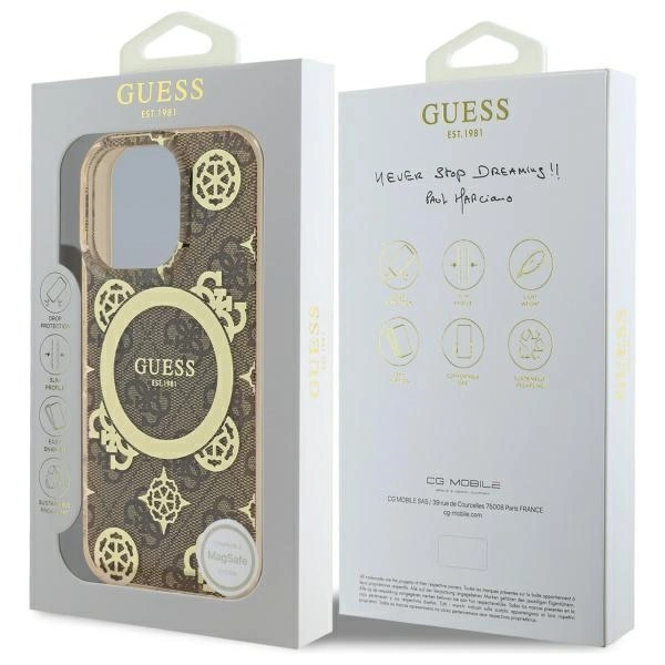 Guess IML Peony On 4G Background MagSafe Case for iPhone 16 Pro - Browneng