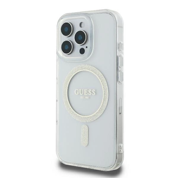 Guess GUHMP16LHFGERET iPhone 16 Pro 6.3" transparent hardcase IML Glitter Circle MagSafeeng