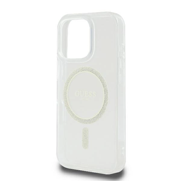 Guess GUHMP16LHFGERET iPhone 16 Pro 6.3" transparent hardcase IML Glitter Circle MagSafeeng