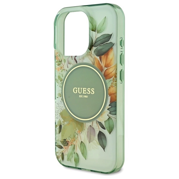 Guess IML Flower & Tonal Circle MagSafe case for iPhone 16 Pro - greeneng