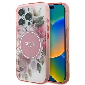 Guess IML Flower & Tonal Circle MagSafe iPhone 16 Pro Case - Pinkeng