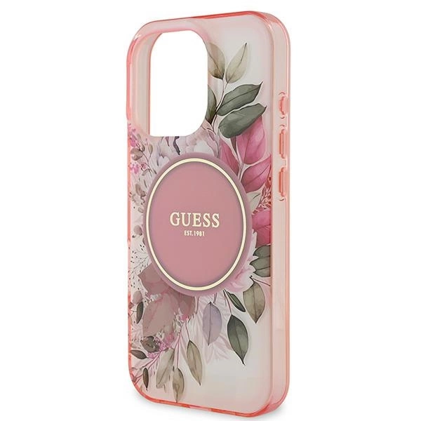 Guess IML Flower & Tonal Circle MagSafe iPhone 16 Pro Case - Pinkeng