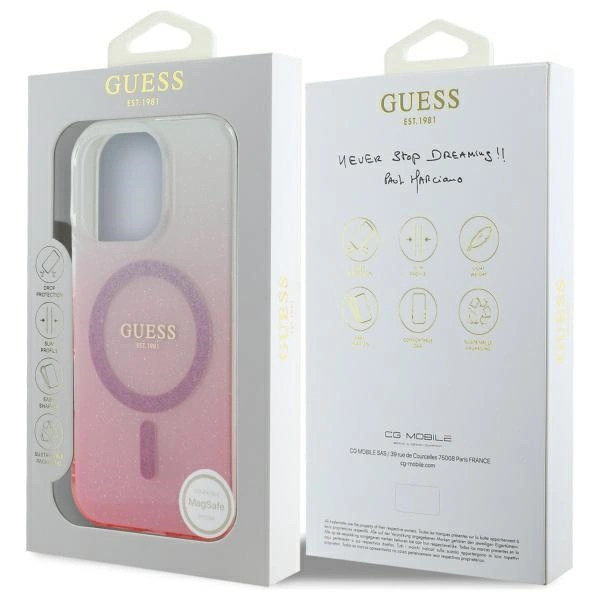 Guess IML Glitter Gradient MagSafe Case for iPhone 16 Pro - Pinkeng