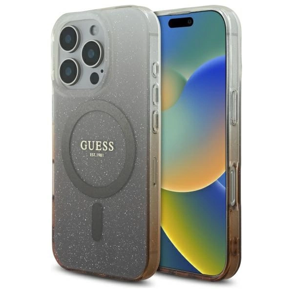 Guess IML Glitter Gradient MagSafe iPhone 16 Pro Case - Browneng