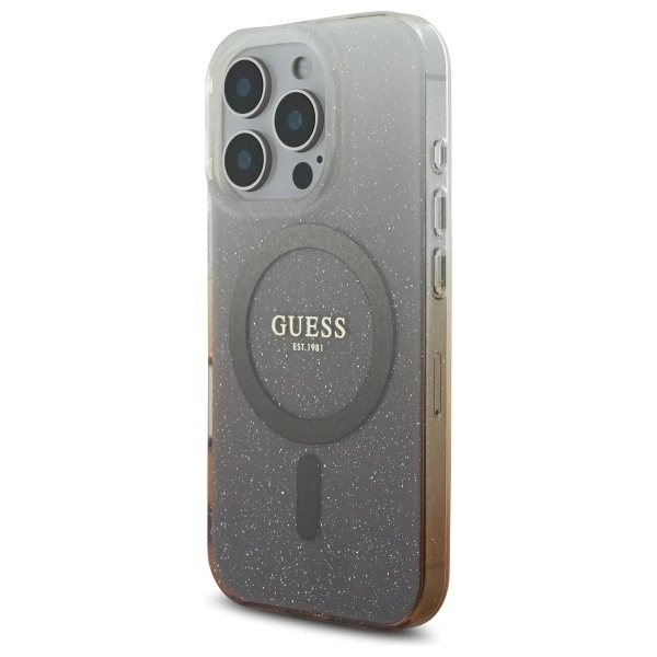 Guess IML Glitter Gradient MagSafe iPhone 16 Pro Case - Browneng