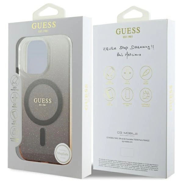 Guess IML Glitter Gradient MagSafe iPhone 16 Pro Case - Browneng