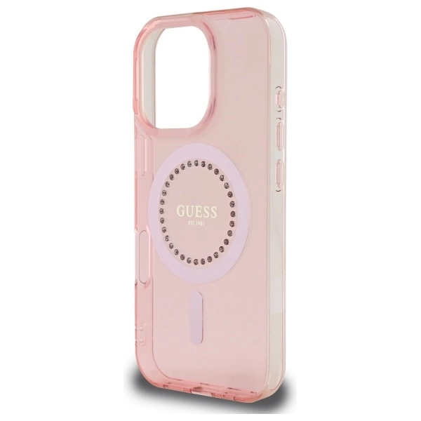 Guess IML Rhinestones MagSafe iPhone 16 Pro Case - Pinkeng