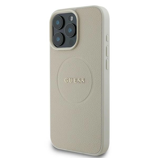 Guess Grained Ring MagSafe case for iPhone 16 Pro - beigeeng